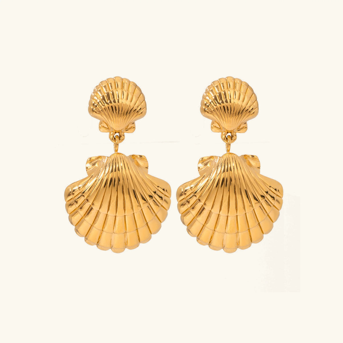 [AuraEcho]Sandy Gold Seashell Earrings