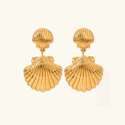 [AuraEcho]Sandy Gold Seashell Earrings