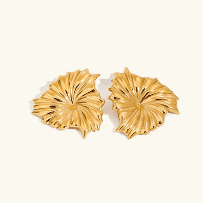 [AuraEcho]Rafaela Sculpted Petal Gold Earrings