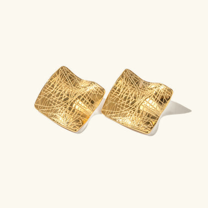 [AuraEcho]Celestina Creased Gold Sheet Earrings