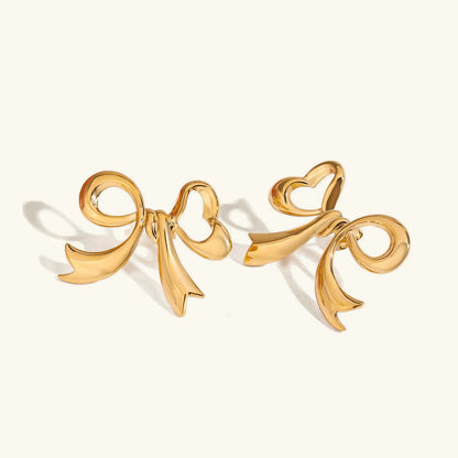 [AuraEcho]Carissa Gold Bowtie Earrings
