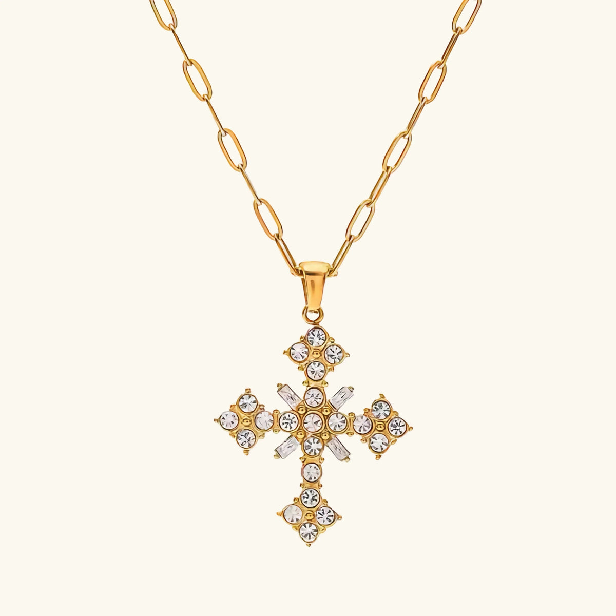 [AuraEcho]Divina Crystal Cross Necklace