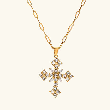 [AuraEcho]Divina Crystal Cross Necklace