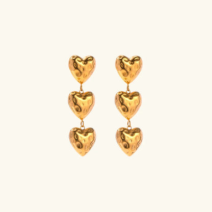[AuraEcho]Heather Heart Gold Earrings