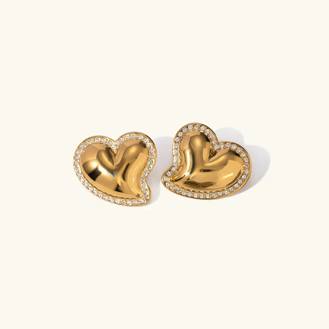 [AuraEcho]Holly Heart Gold Earrings