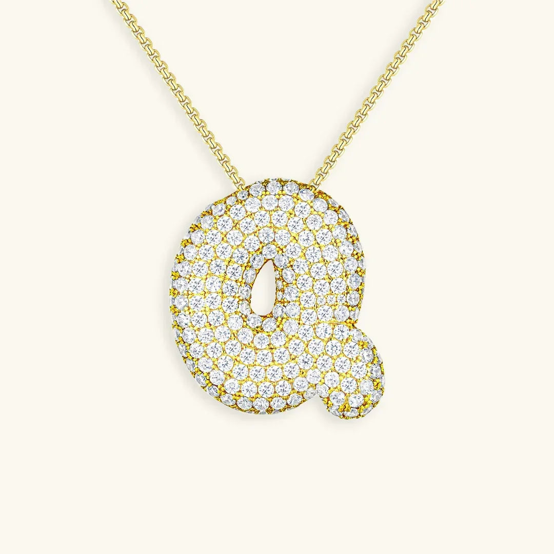 [AuraEcho]Bubble Initial Diamond Necklace