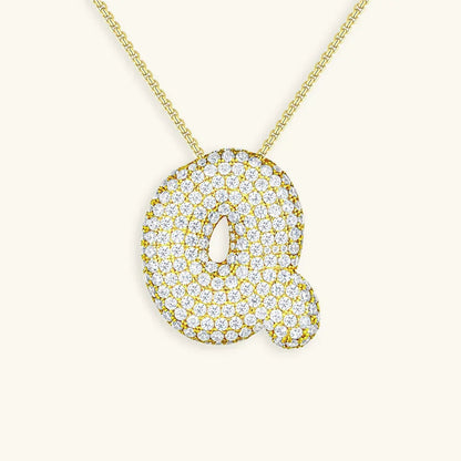 [AuraEcho]Bubble Initial Diamond Necklace