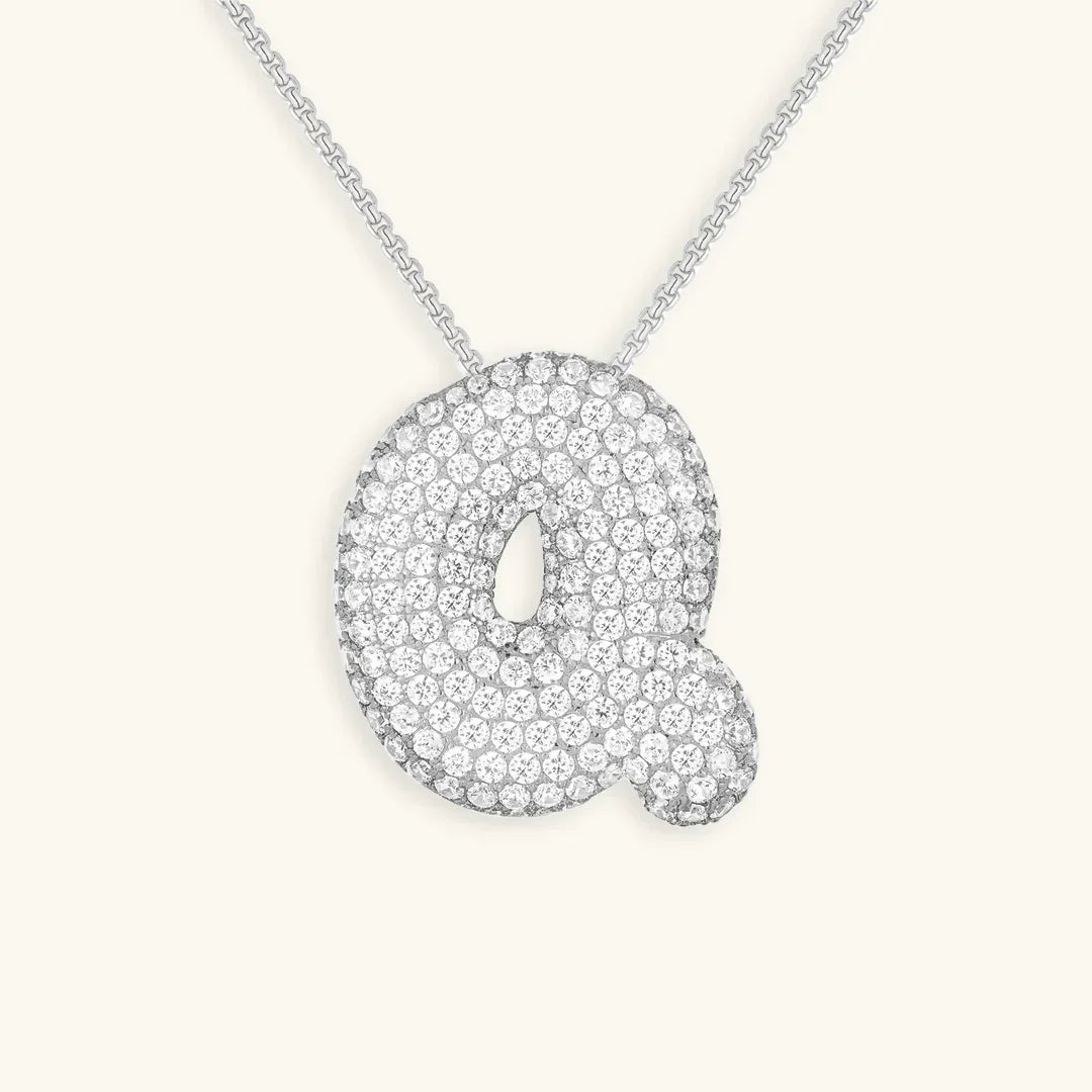 [AuraEcho]Bubble Initial Diamond Necklace