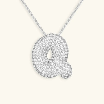 [AuraEcho]Bubble Initial Diamond Necklace