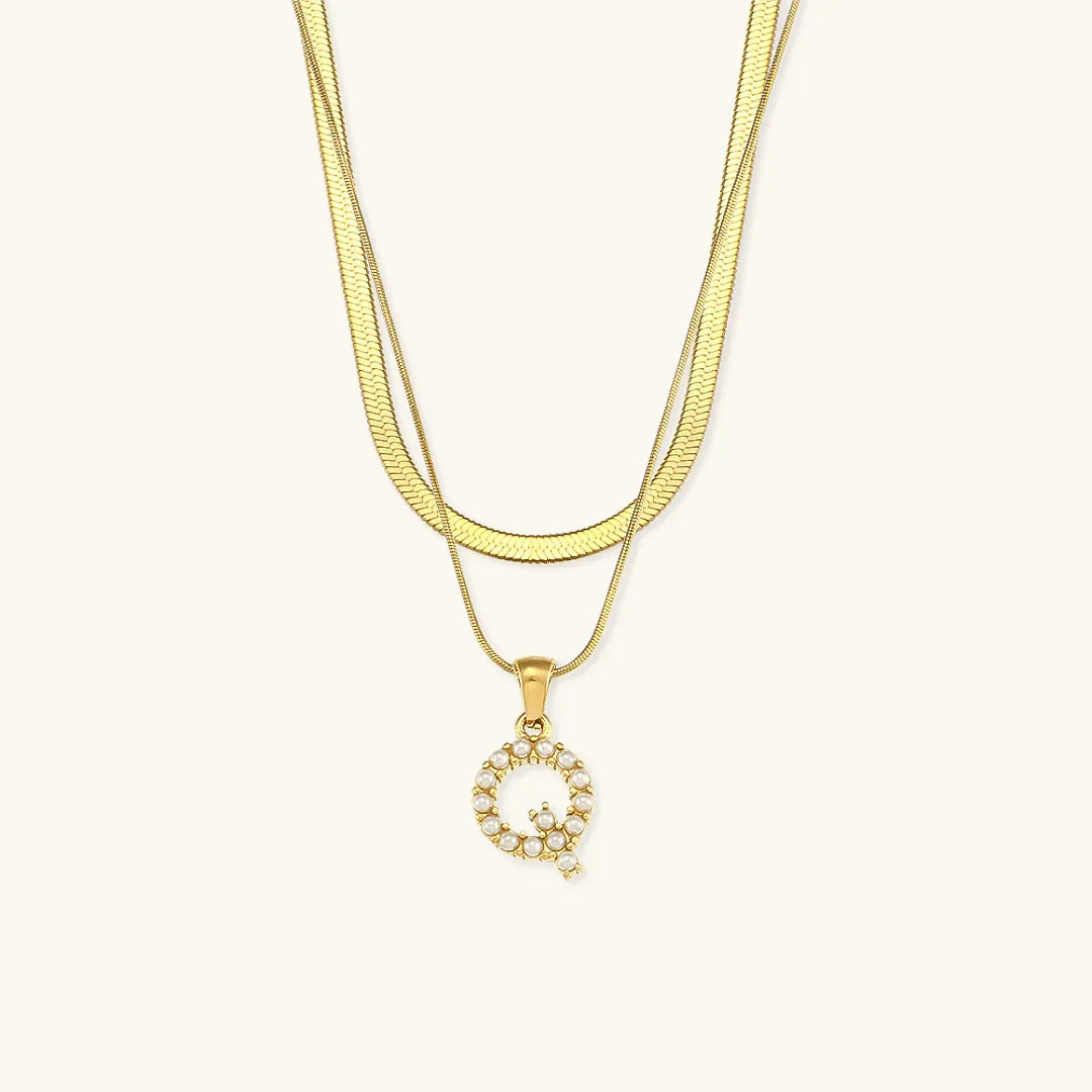 [AuraEcho]Fiona Layered Gold Initial Letter Necklace