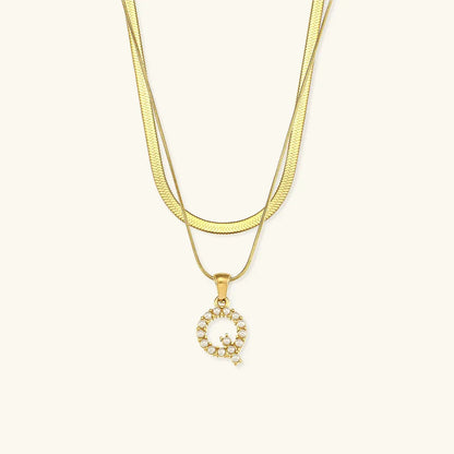 [AuraEcho]Fiona Layered Gold Initial Letter Necklace