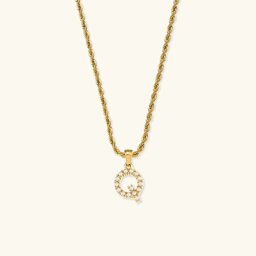 [AuraEcho]Elodie Initial Letter Pearl Necklace