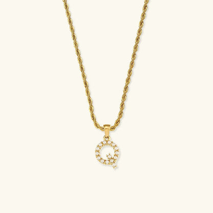 [AuraEcho]Elodie Initial Letter Pearl Necklace