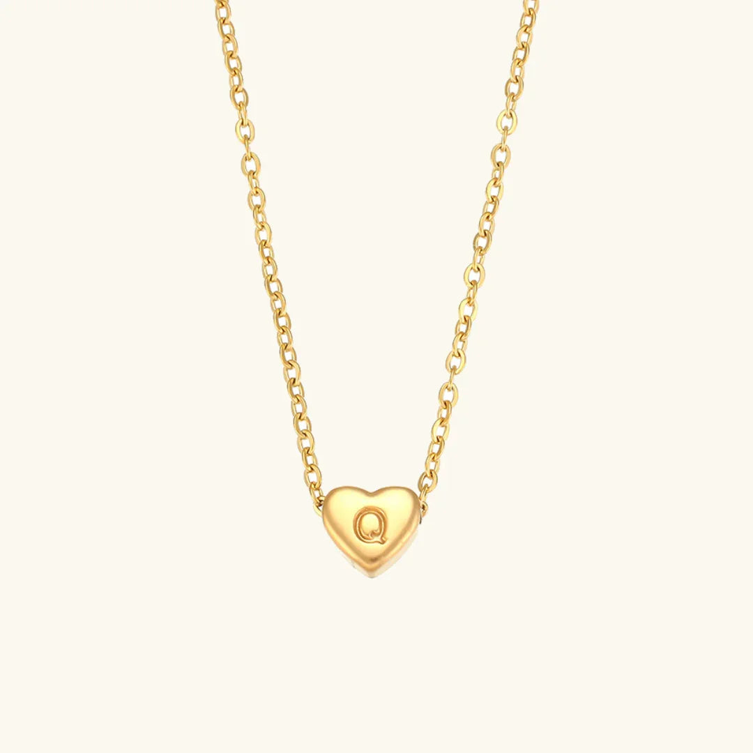 [AuraEcho]Heart Initial Gold Necklace