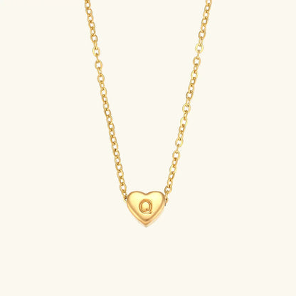 [AuraEcho]Heart Initial Gold Necklace