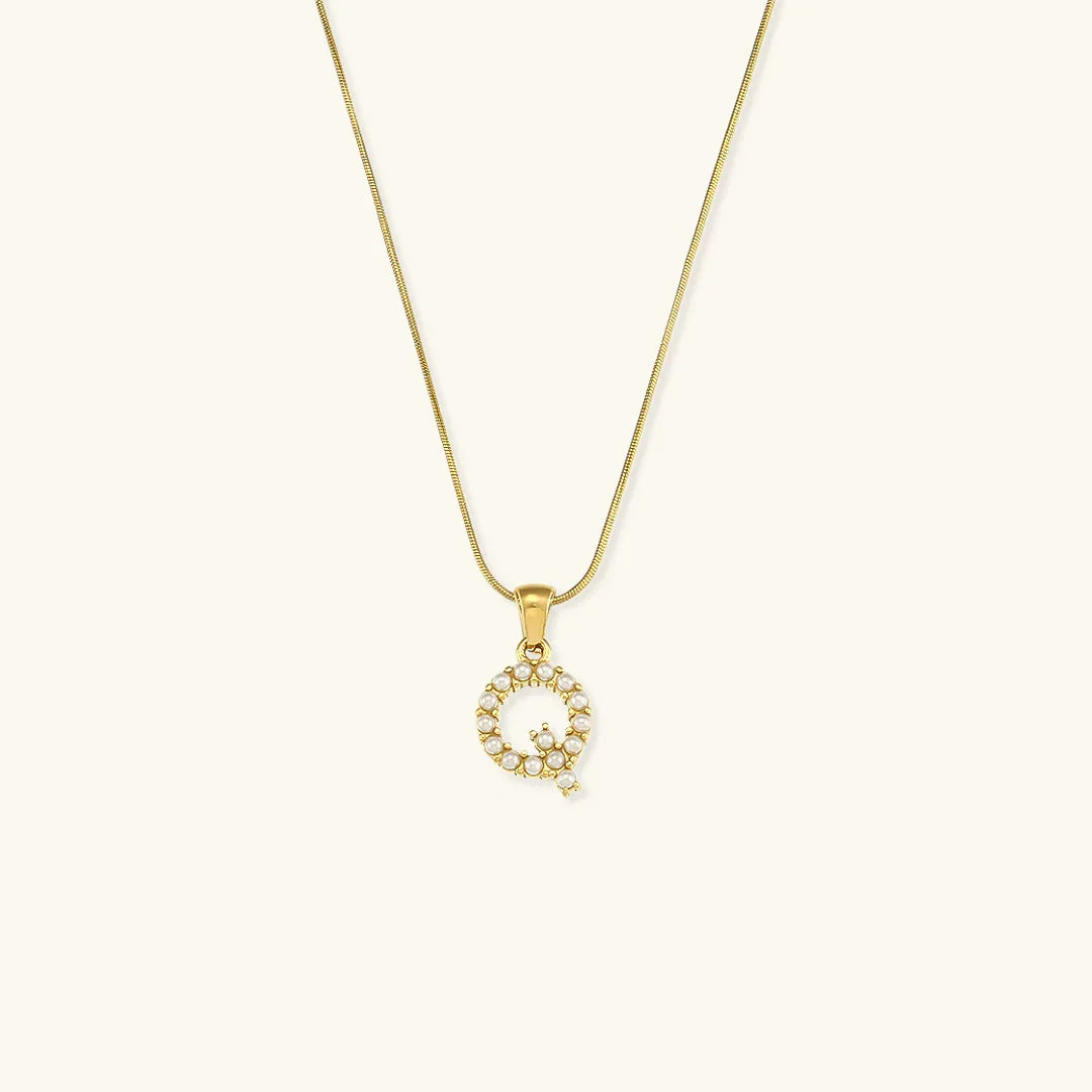 [AuraEcho]Augustine Initial Letter Pearl Necklace
