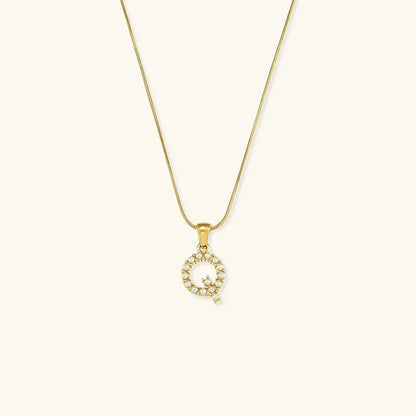 [AuraEcho]Augustine Initial Letter Pearl Necklace