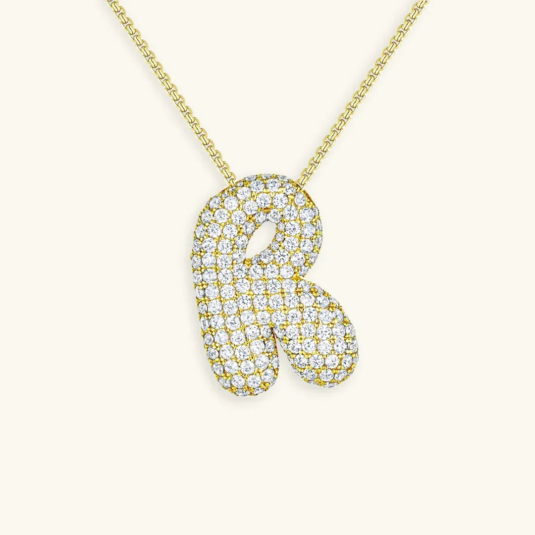 [AuraEcho]Bubble Initial Diamond Necklace