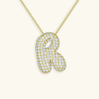 [AuraEcho]Bubble Initial Diamond Necklace