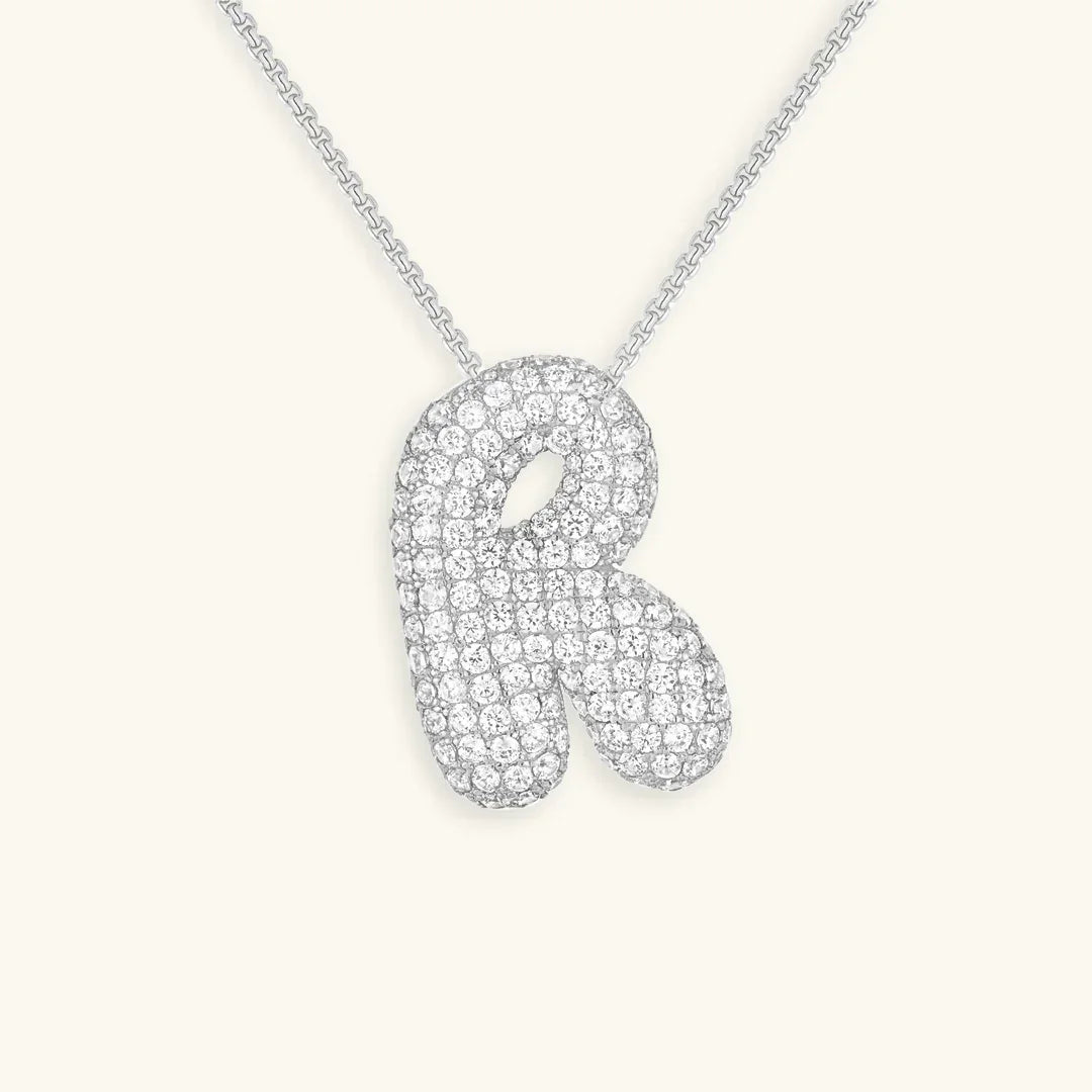 [AuraEcho]Bubble Initial Diamond Necklace