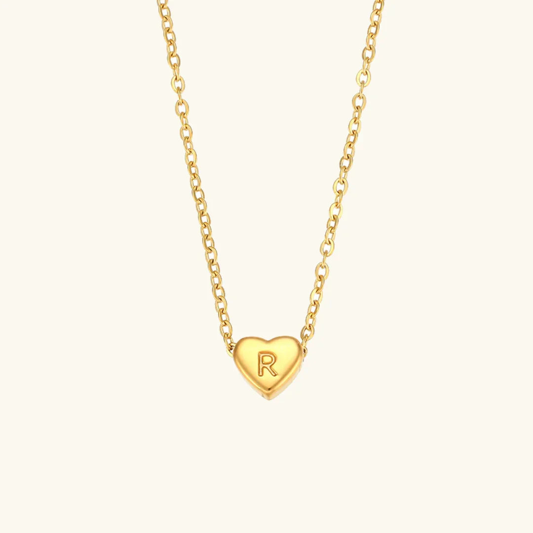 [AuraEcho]Heart Initial Gold Necklace