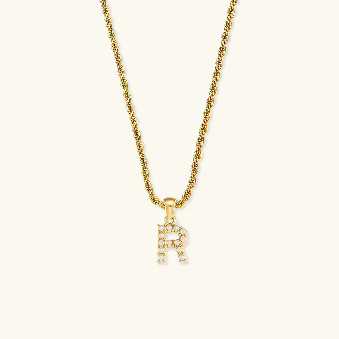 [AuraEcho]Elodie Initial Letter Pearl Necklace