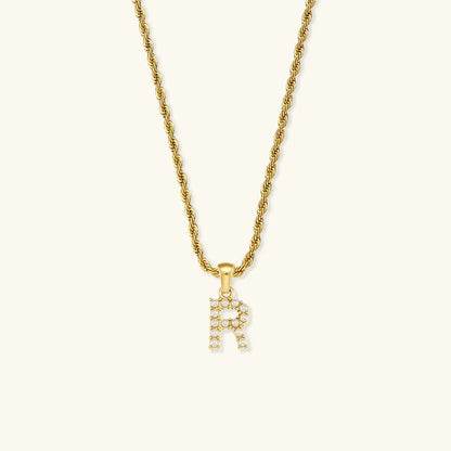 [AuraEcho]Elodie Initial Letter Pearl Necklace