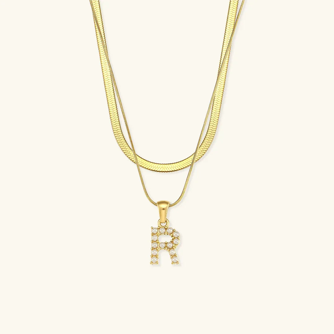 [AuraEcho]Fiona Layered Gold Initial Letter Necklace