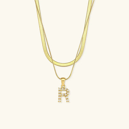 [AuraEcho]Fiona Layered Gold Initial Letter Necklace