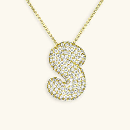 [AuraEcho]Bubble Initial Diamond Necklace