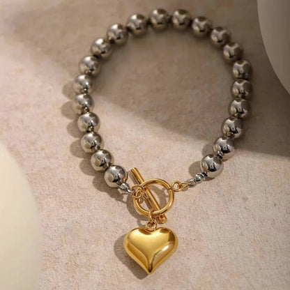 [AuraEcho]Alicia Chunky Bead Heart Bracelet