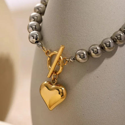 [AuraEcho]Alicia Chunky Bead Heart Bracelet