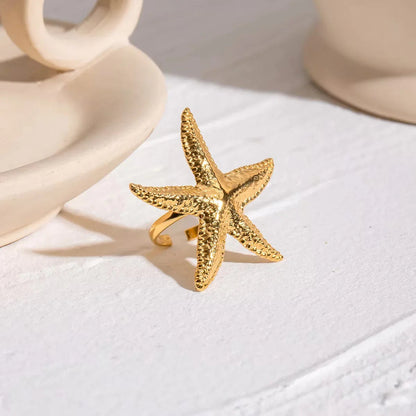 [AuraEcho]Seabreeze Gold Starfish Ring