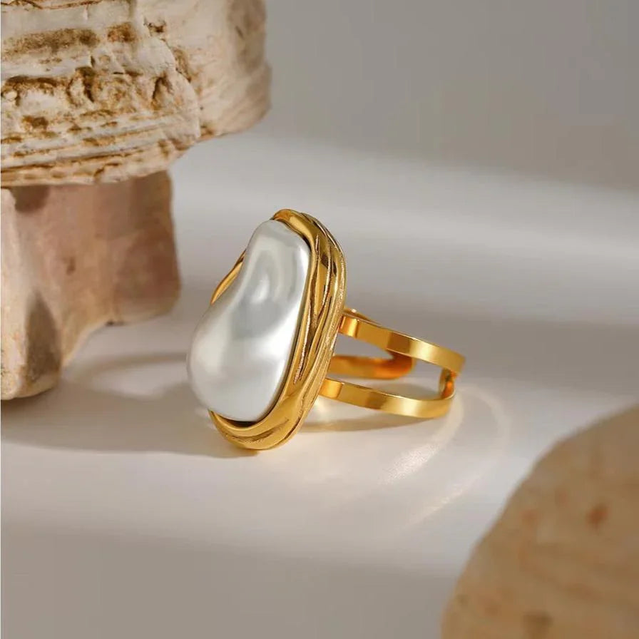 [AuraEcho]Charis Gold Pearl Ring