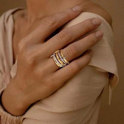 [AuraEcho]Vera Stacked Diamond Ring