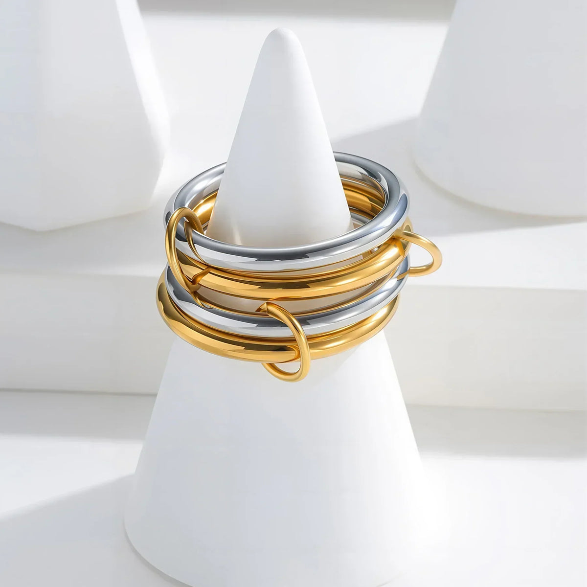 [AuraEcho]Alexandria Two-Tone Stacked Ring