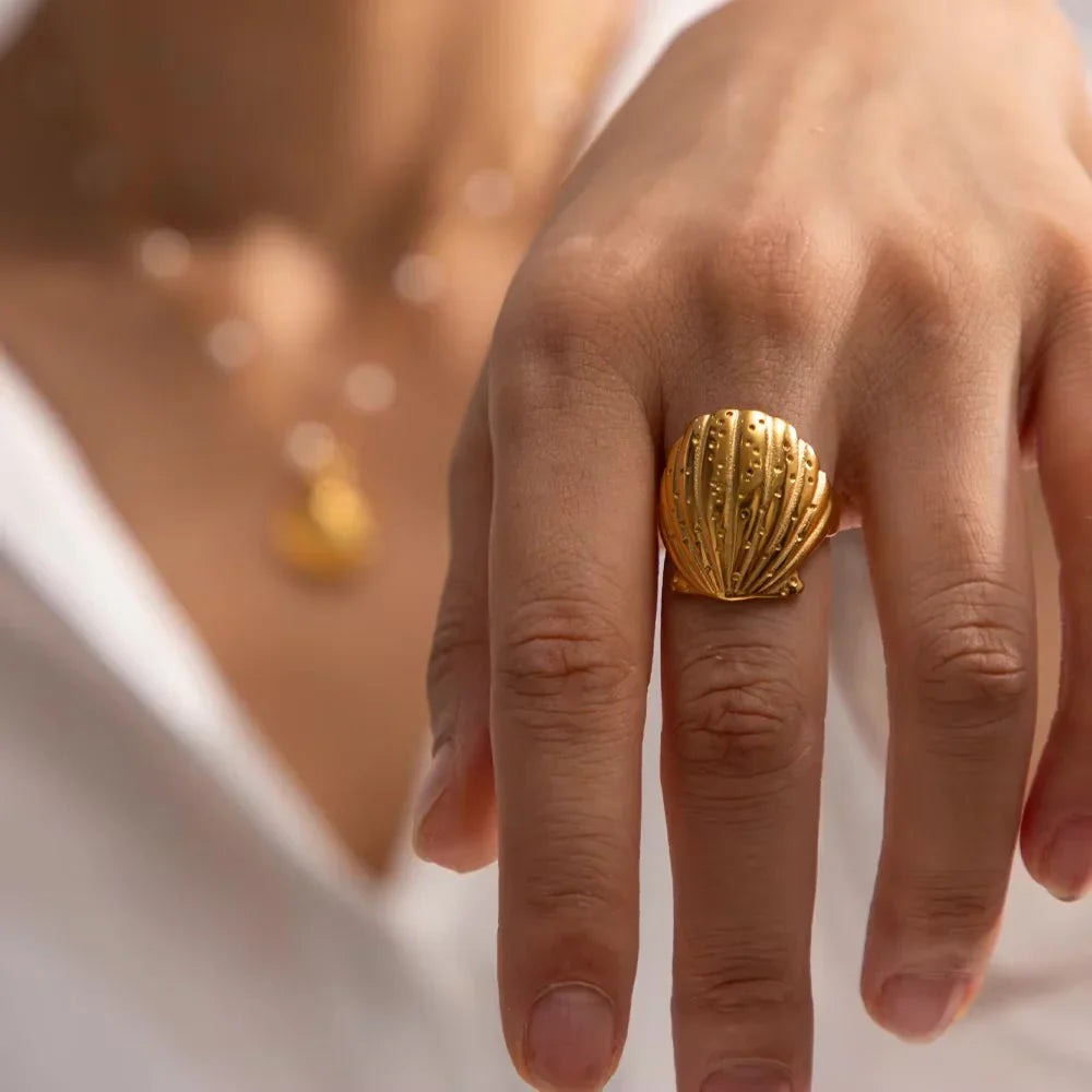 [AuraEcho]Aloha Gold Seashell Ring