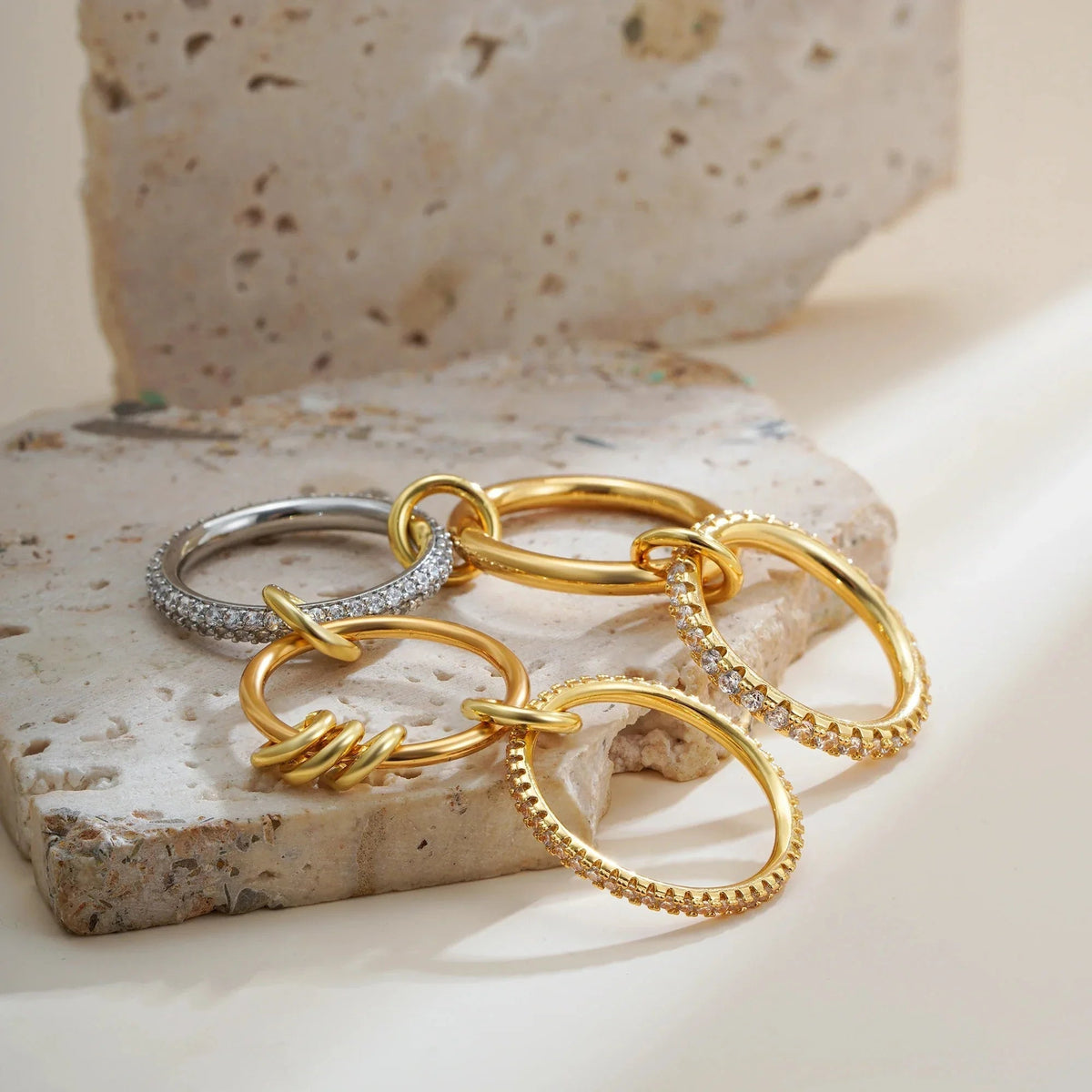 [AuraEcho]Blaise Stacked Diamond Ring