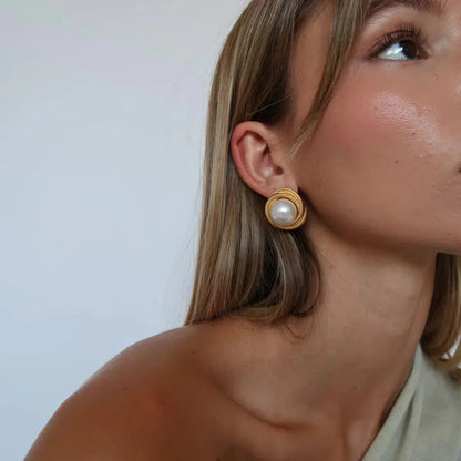 [AuraEcho]Aqua Freshwater Pearl Earrings