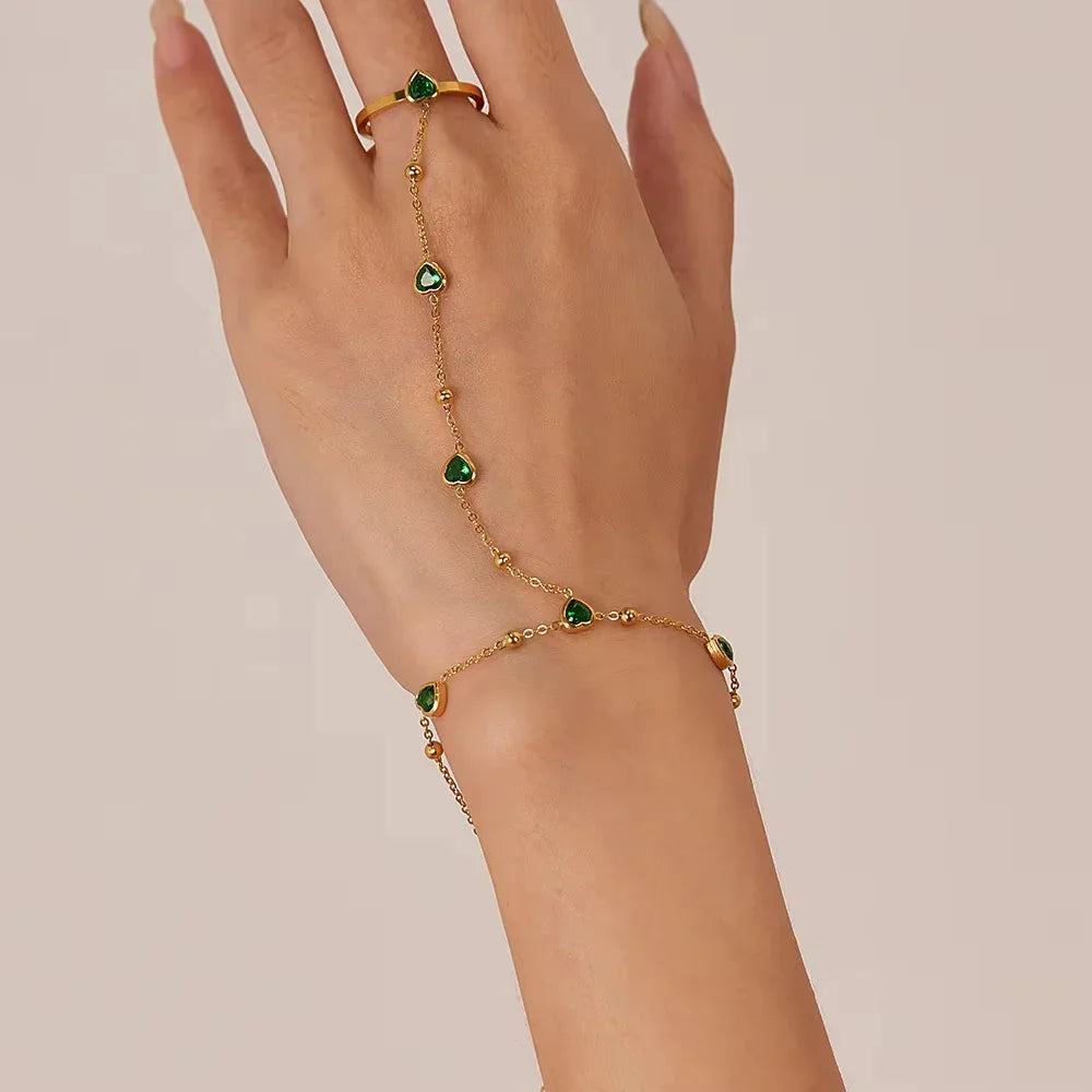[AuraEcho]Gladys Emerald Heart Hand Chain