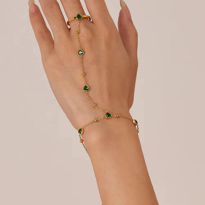 [AuraEcho]Gladys Emerald Heart Hand Chain