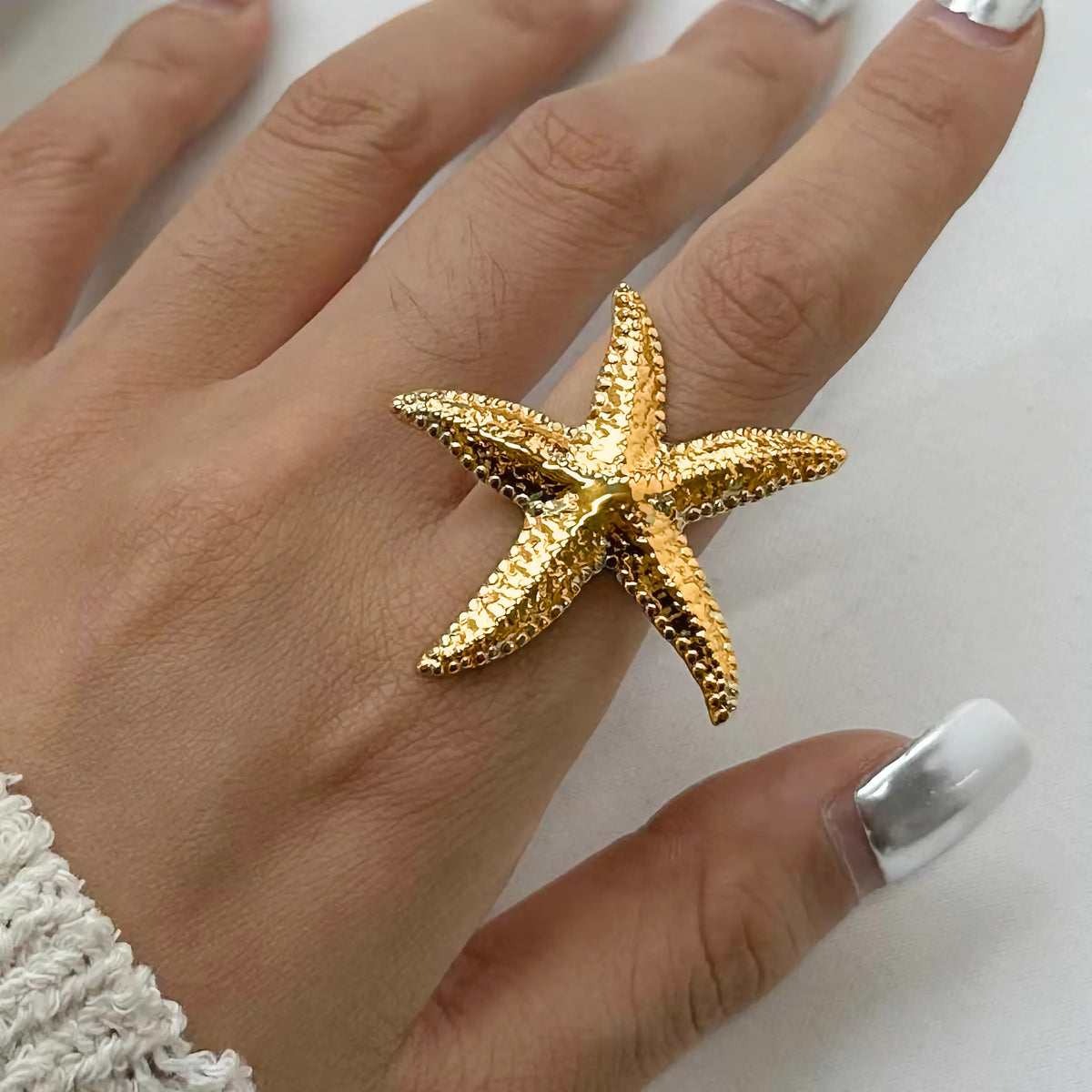 [AuraEcho]Seabreeze Gold Starfish Ring