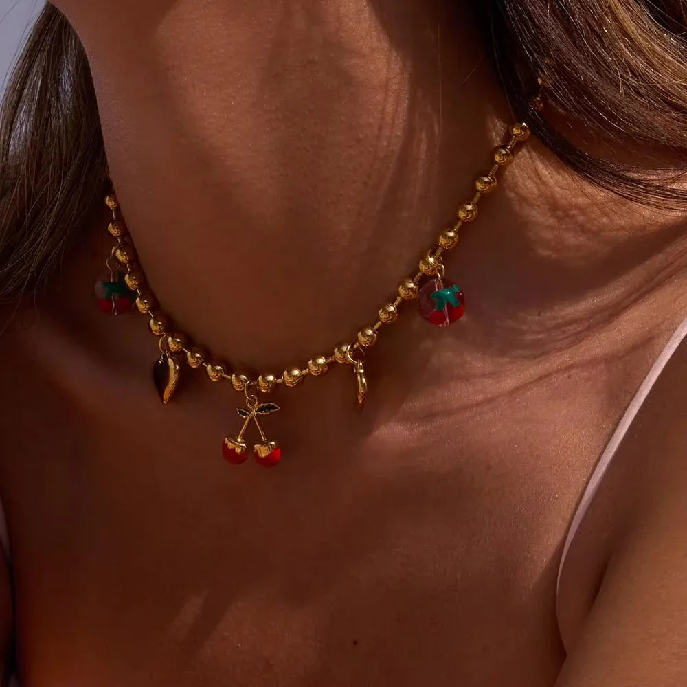 [AuraEcho]Kai Gold Cherry Necklace