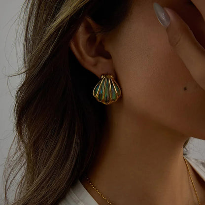[AuraEcho]Nixie Gold Seashell Earrings