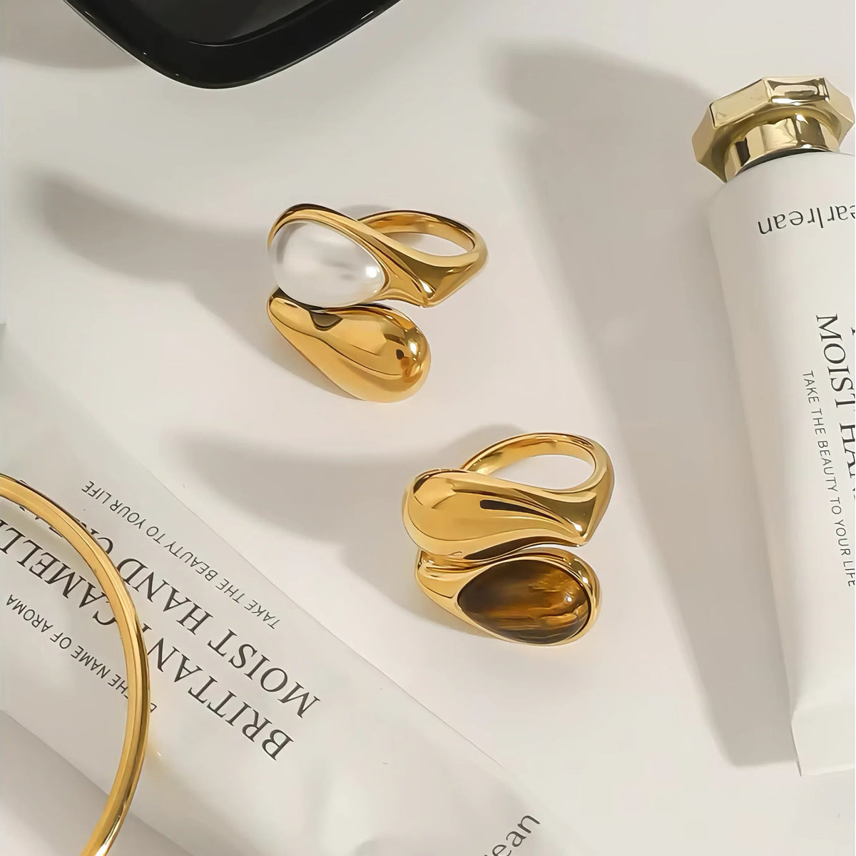 [AuraEcho]Mara Amber Pearl Ring