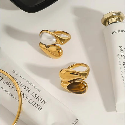 [AuraEcho]Mara Amber Pearl Ring