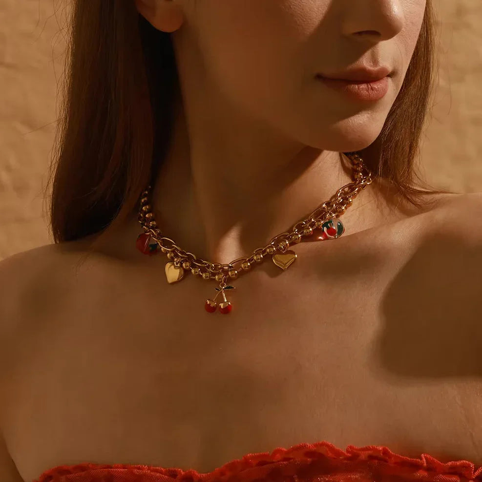 [AuraEcho]Kai Gold Cherry Necklace