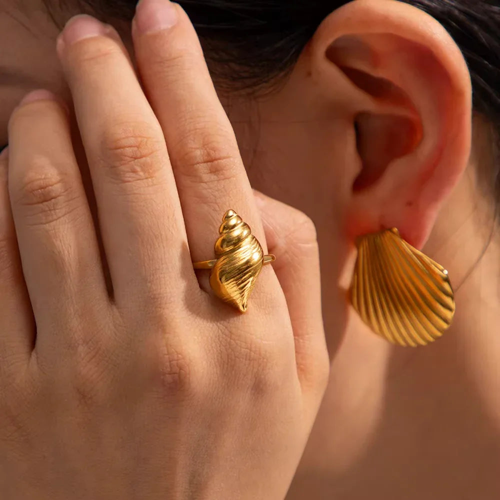 [AuraEcho]Ohana Sea Conch Gold Ring