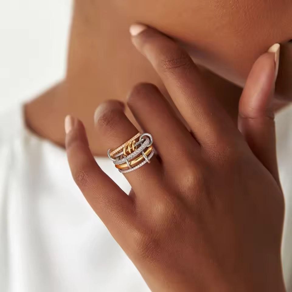 [AuraEcho]Collina Stacked Diamond Ring