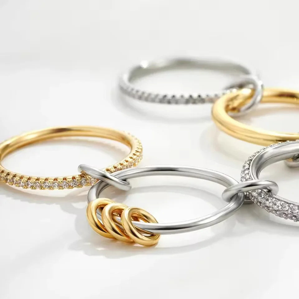 [AuraEcho]Collina Stacked Diamond Ring